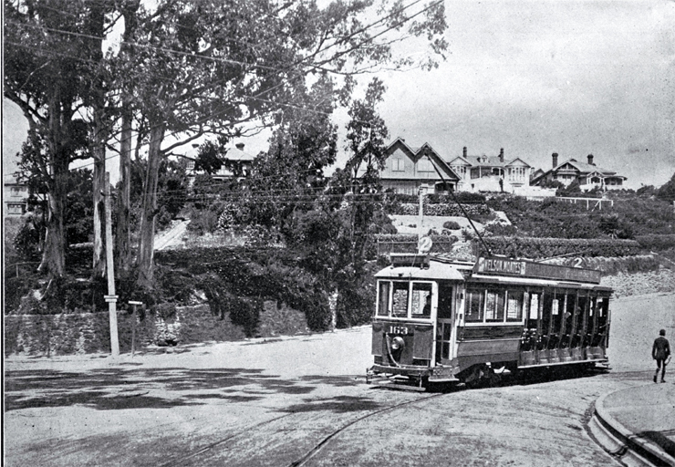 A tram heading over Cashmere Hills, Christchurch A tram heading over Cashmere Hills, Christchurch