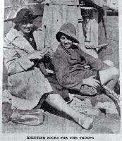Knitting socks for the troops serving overseas in World War Two (1939-45)