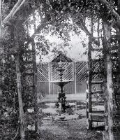 An ornate fountain at Buxton's Nursery, Wilsons Road, Opawa, Christchurch