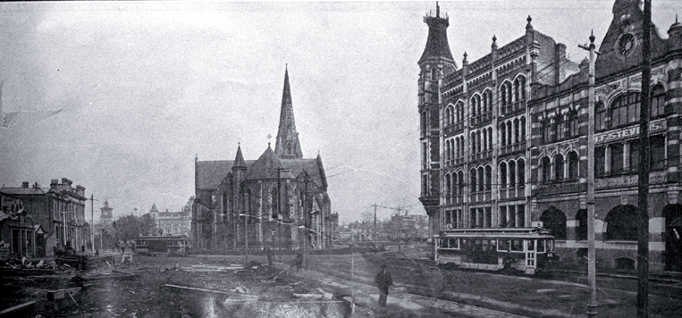 A view of Cathedral Square before the Government Buildings were erected A view of Cathedral Square before the Government Buildings were erected