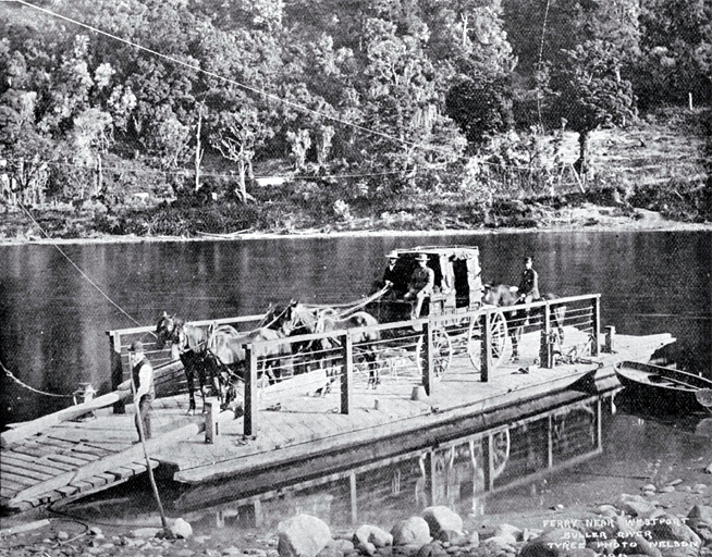 Ferry on the Buller River, near Westport, West Coast Ferry on the Buller River, near Westport, West Coast