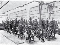 Knitting machines in a factory