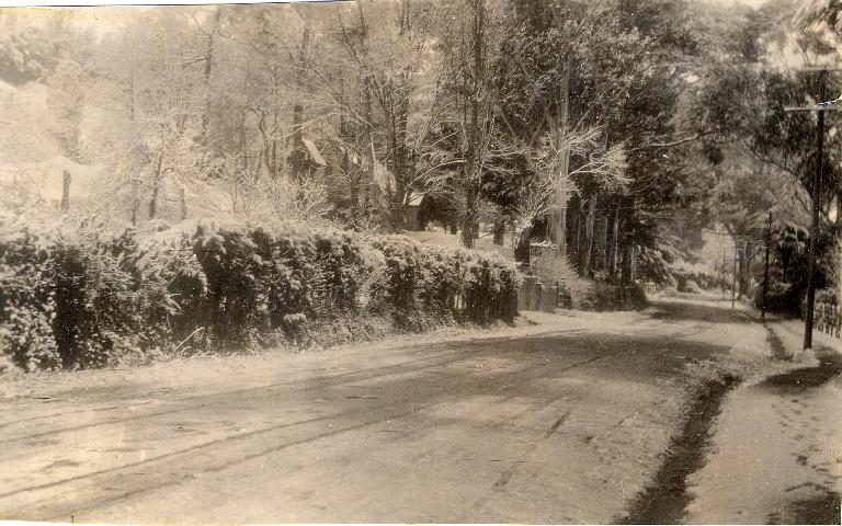 St. Mary's Bridle Path Road, Heathcote - Snow - Church next door to “Hillwood”