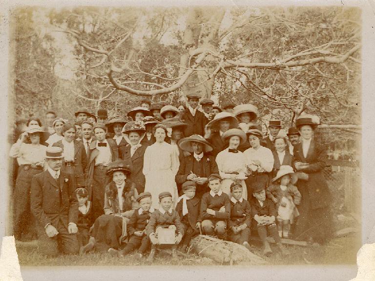Large group several generations outdoors Large group several generations outdoors