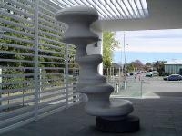 Sculpture at front entrance 'knowledge' by phil price - looking towards main south road