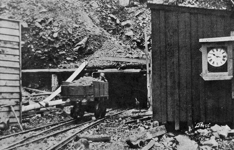 A truck load of borings running from the tunnel to the tip head. A truck load of borings running from the tunnel to the tip head.