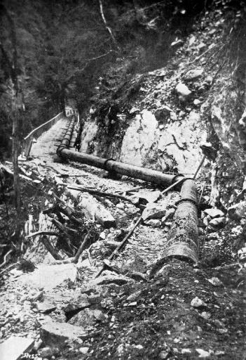 Pipes which convey water down Holt’s Creek. Pipes which convey water down Holt’s Creek.