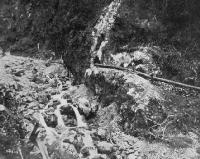 At Holt’s Creek: the pipes at Otira used for water power.