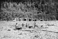 Making the formation for the Midland Railway in the bed of the Bealey River.