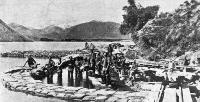 The temporary dam at the intake. In the distance is the Murchison homestead.