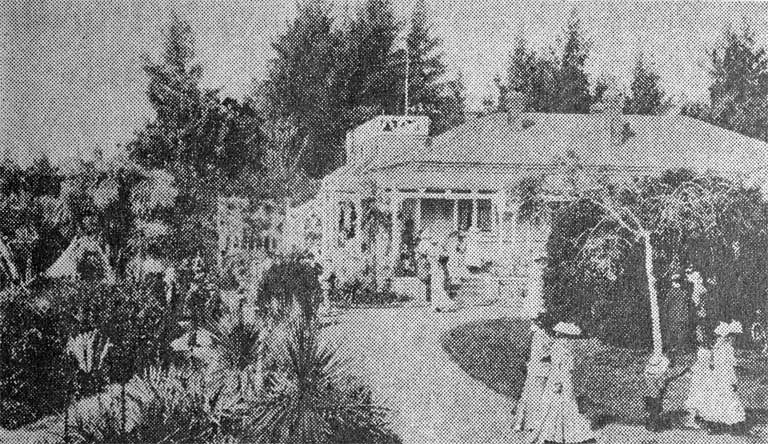 Professor Bickerton's home and the promenade, from the Wainoni entrance Professor Bickerton's home and the promenade, from the Wainoni entrance