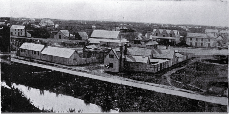 Market Place (later Victoria Square), Christchurch, 1862 : a panorama looking towards the north-east. Market Place (later Victoria Square), Christchurch, 1862 : a panorama looking towards the north-east.