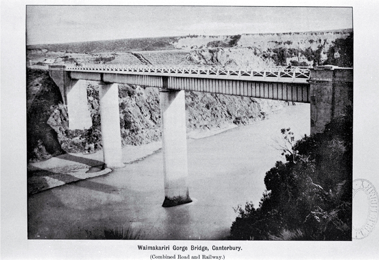 Combined road and rail Waimakariri Gorge Bridge Combined road and rail Waimakariri Gorge Bridge