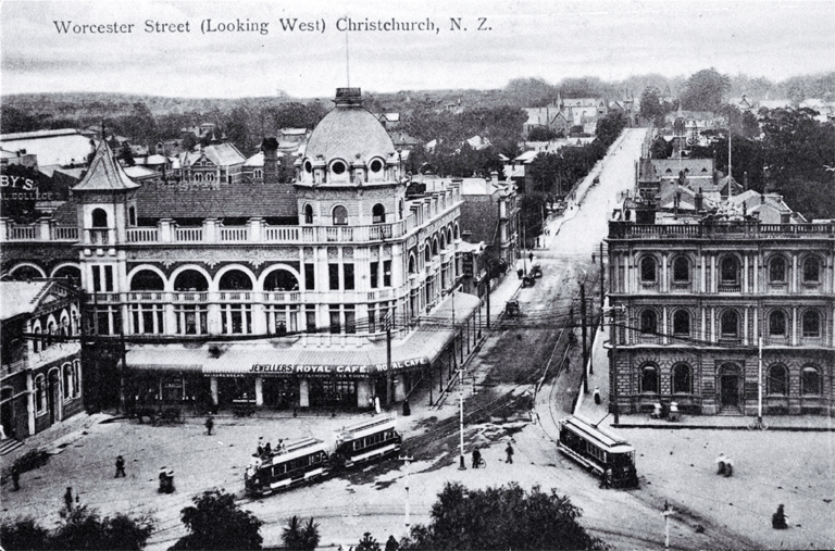 Looking west down Worcester Street from Cathedral Square Looking west down Worcester Street from Cathedral Square