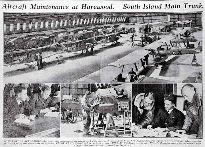 Aircraft maintenance at Harewood aerodrome, Christchurch Aircraft maintenance at Harewood aerodrome, Christchurch