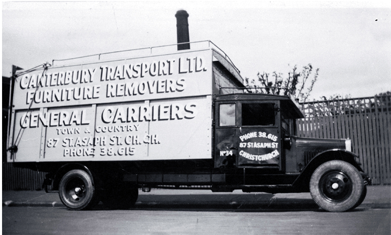 A truck belonging to Canterbury Transport Ltd, furniture removers and general carriers, 87 St Asaph Street, Christchurch A truck belonging to Canterbury Transport Ltd, furniture removers and general carriers, 87 St Asaph Street, Christchurch