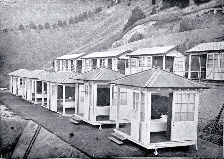 Women's shelters at the Cashmere Sanatorium which opened in 1910 Women's shelters at the Cashmere Sanatorium which opened in 1910