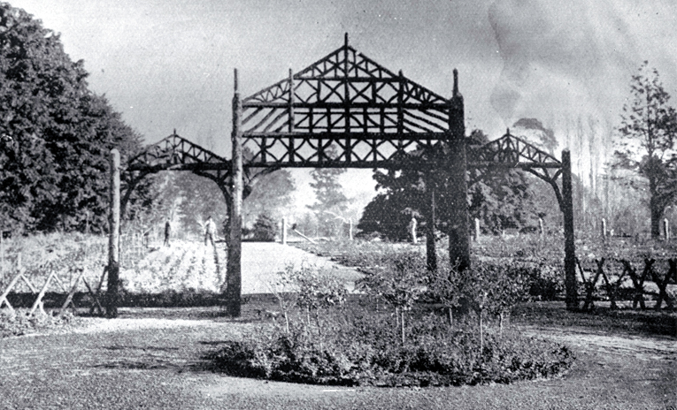 The entrance to the rose garden, Botanic Gardens (formerly Christchurch Domain) in its early stages The entrance to the rose garden, Botanic Gardens (formerly Christchurch Domain) in its early stages