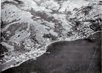Aerial view of Akaroa and harbour