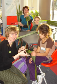 Weaving putiputi at New Brighton Library