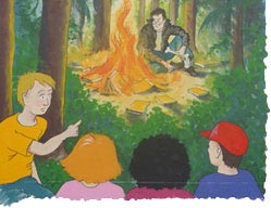 Beside the fire was Mr Mephistiana.