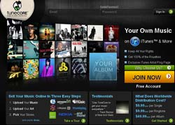 TuneCore home page