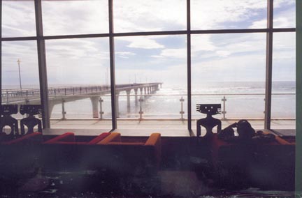 Listening posts on the pier level looking out towards New Brighton Pier