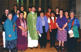 OMWWL Members in the Cathedral of the Blessed Sacrament with Bishop Takuira, 2002.