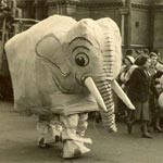 'Elephant' and trainer, student capping week, Christchurch?
