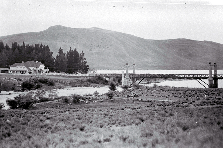 Tekapo suspension bridge, which was opened 7 Sept. 1880, before Lake Tekapo was developed as a power source. Tekapo suspension bridge, which was opened 7 Sept. 1880, before Lake Tekapo was developed as a power source.