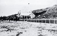 A gathering outside Odman's Hotel on the Waitangi foreshore 