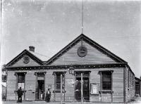 Policeman outside the Literary Institute, Library & Reading Room, Rangiora, North Canterbury