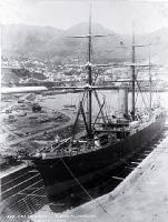 The NZ Shipping Co's Aorangi in the graving dock at Lyttelton Harbour