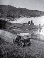 Picturesque Akaroa on Banks Peninsula is a favourite resort of motorists and holidaymakers in Canterbury 