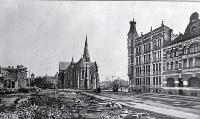 A new view of the chancel and transepts of the Cathedral afforded by the demolition of the old tramway shed 