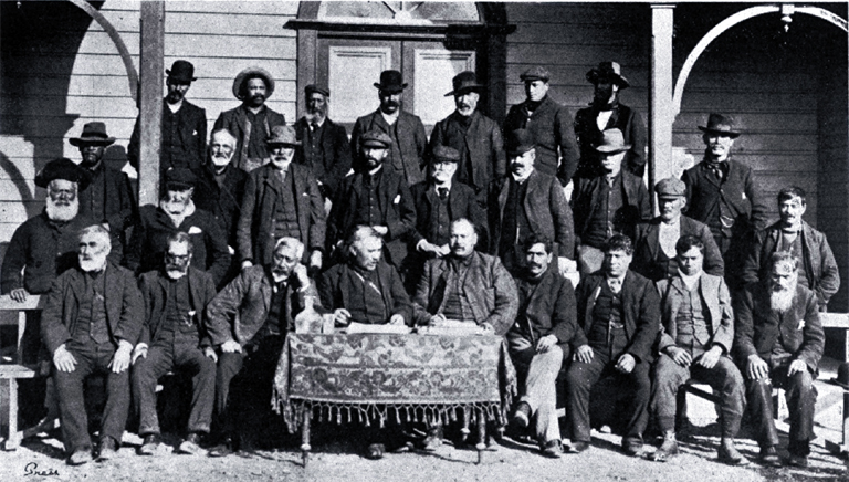 Delegates who attended a representative Maori gathering at Arowhenua Pa, Temuka Delegates who attended a representative Maori gathering at Arowhenua Pa, Temuka