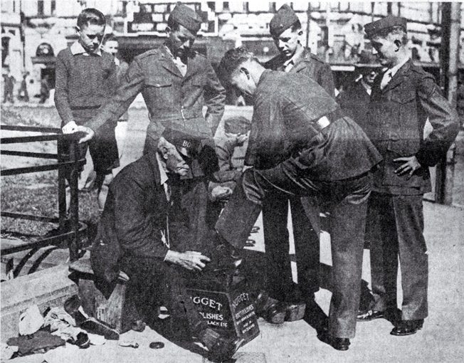 The shoeshine stand in the Square did good business when the Yanks came to town The shoeshine stand in the Square did good business when the Yanks came to town