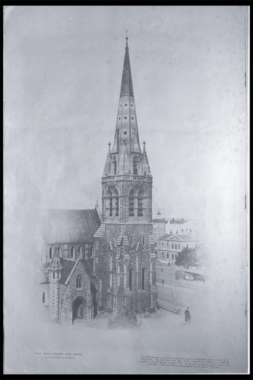 The bell tower and spire, Christchurch Cathedral The bell tower and spire, Christchurch Cathedral