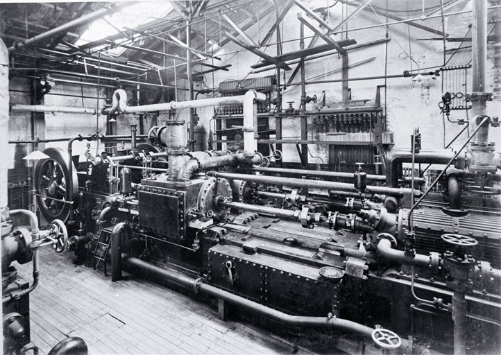 The original Haslam (English) combined steam engine and compressor at the New Zealand Refrigerating Company's Islington Freezing Works The original Haslam (English) combined steam engine and compressor at the New Zealand Refrigerating Company's Islington Freezing Works