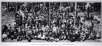 A group in the amphitheatre at Wainoni Park of old colonists and their descendants