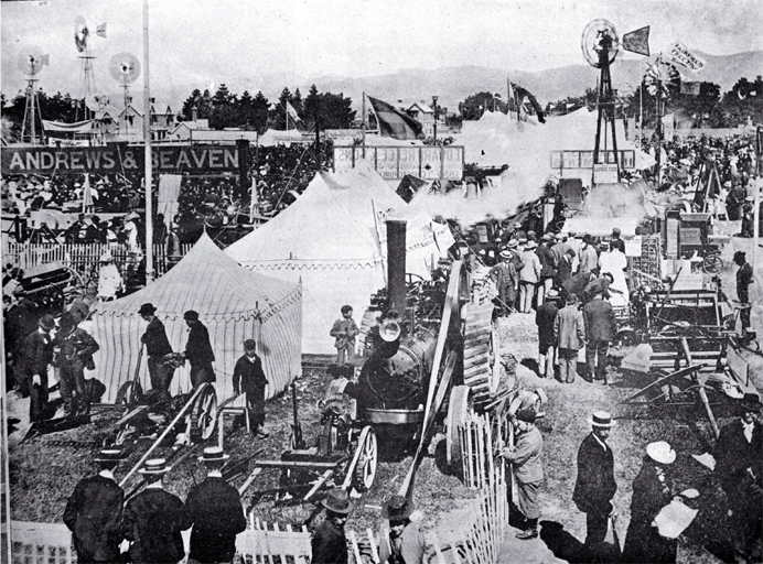 Carnival Week in Christchurch : the implement section of the Canterbury A & P Association's metropolitan show. Carnival Week in Christchurch : the implement section of the Canterbury A & P Association's metropolitan show.