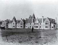 A man ploughs outside Sunnyside Asylum, Christchurch