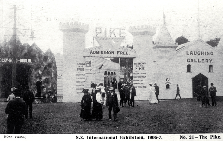 The pike, New Zealand International Exhibition 1906/7, Hagley Park, Christchurch The pike, New Zealand International Exhibition 1906/7, Hagley Park, Christchurch