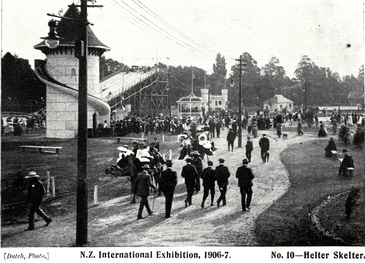 Helter-skelter, New Zealand International Exhibition 1906/7, Hagley Park, Christchurch Helter-skelter, New Zealand International Exhibition 1906/7, Hagley Park, Christchurch