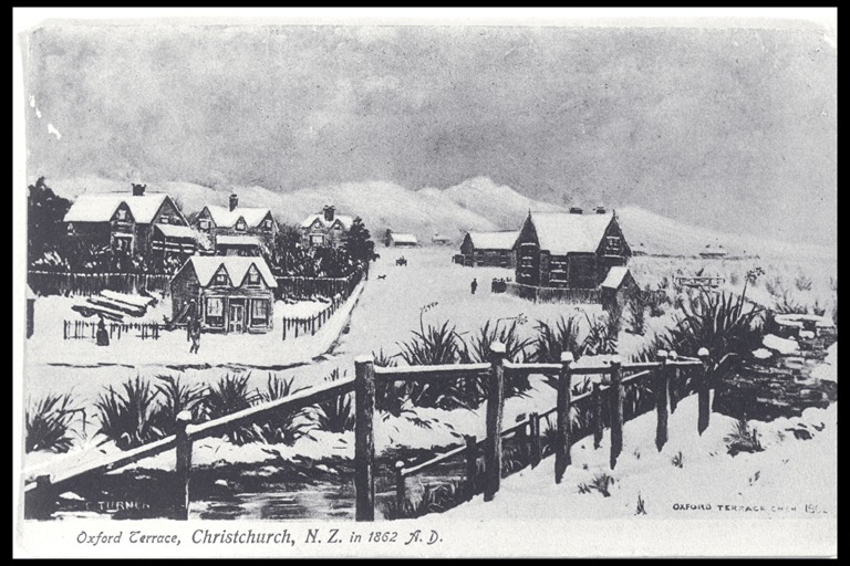 Snow on Oxford Terrace, Christchurch Snow on Oxford Terrace, Christchurch