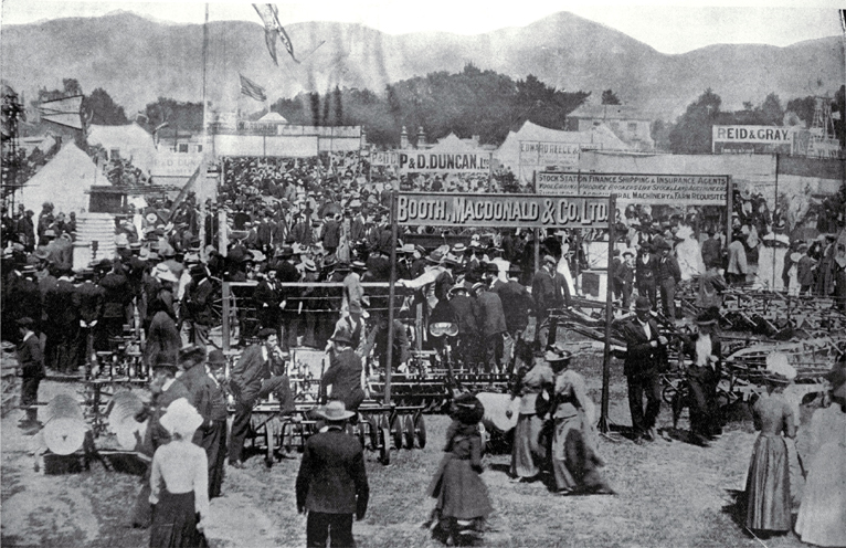 The implements display, Canterbury Metropolitan Agricultural Show, Christchurch The implements display, Canterbury Metropolitan Agricultural Show, Christchurch