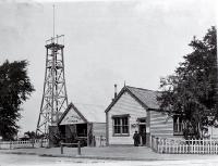 A Leyland fire-engine outside the fire station & Borough Council office, Rangiora, North Canterbury