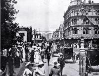 Busy Christchurch : a view in Cathedral Square looking towards the BNZ corner on a hot summer's day.