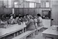 Morning-tea break in a factory canteen